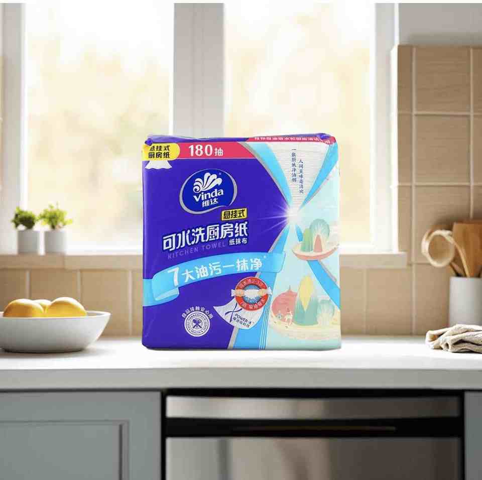 Tissue-V9809A-180 Sheets 2ply Kitchen Towel 10 packs/carton