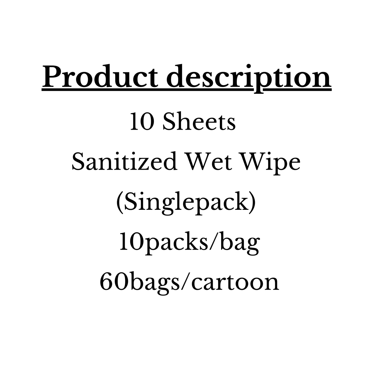 Tissue-VW1009 Vinda 10 Sheets Sanitized Wet Wipe(Singlepack) 10packs/bag 60bags/cartoon