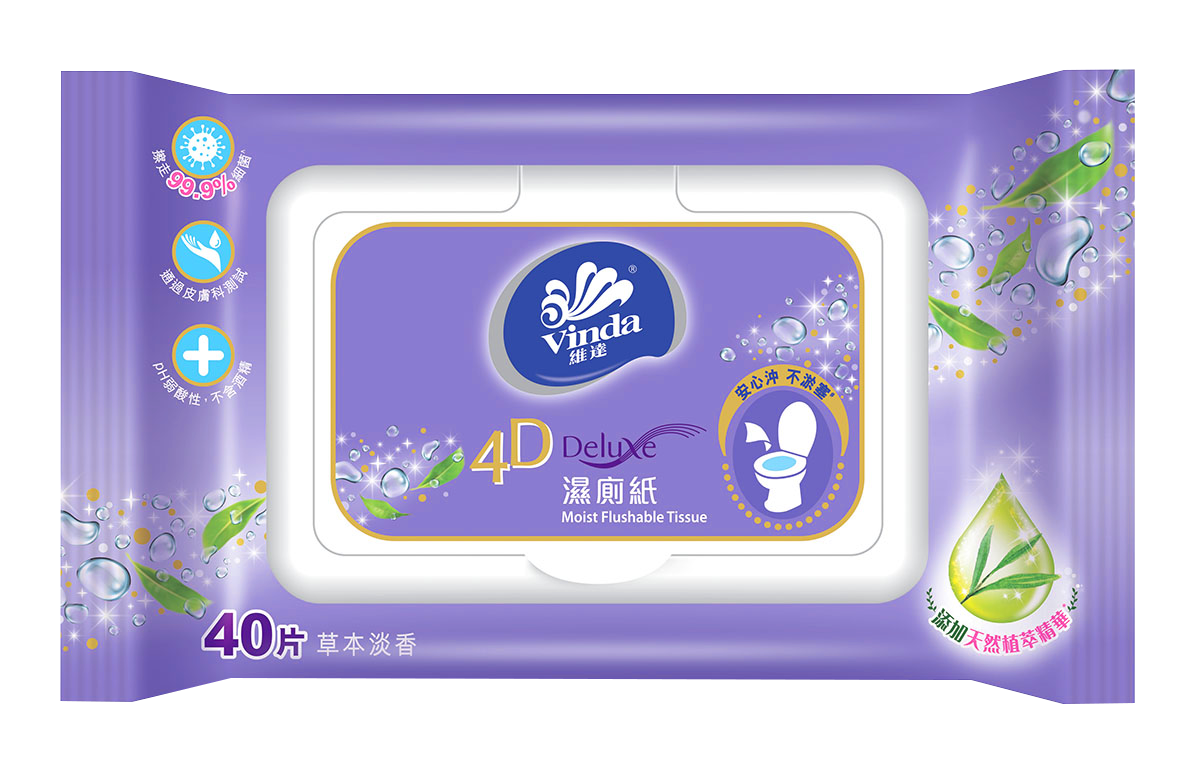 Tissue-VW3425A Vinda Flushable Wet Toilet Paper 40 Sheets/bag 3bags/bundle 8bundles/carton