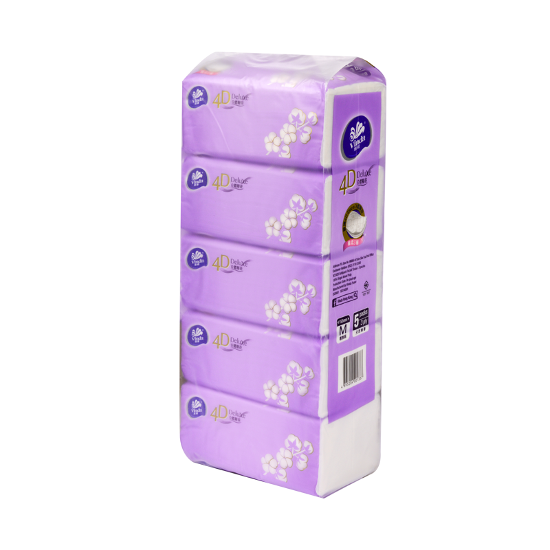 Tissue-VC2420 Vinda 100sheets 3ply 4D deluex soft pack facial 5packs/bundle 8bundles/carton