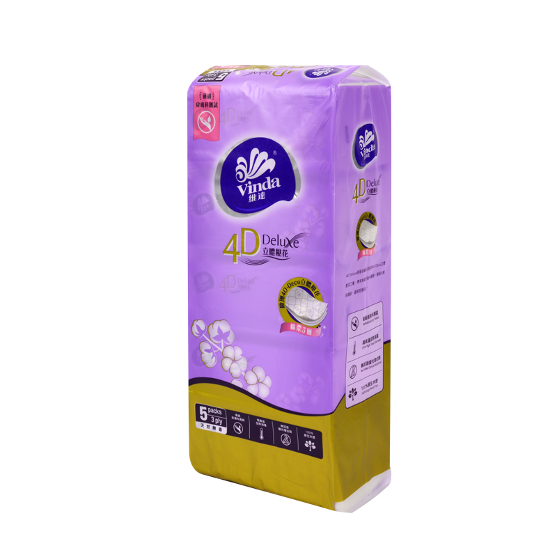 Tissue-VC2420 Vinda 100sheets 3ply 4D deluex soft pack facial 5packs/bundle 8bundles/carton