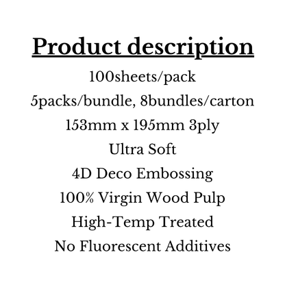 Tissue-VC2420 Vinda 100sheets 3ply 4D deluex soft pack facial 5packs/bundle 8bundles/carton