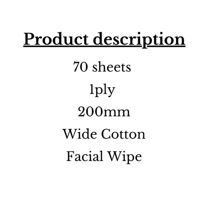 Tissue-V1170 Vinda 70 sheets 1ply 200mm Wide CottonFacial Wipe 6 bags/ctn